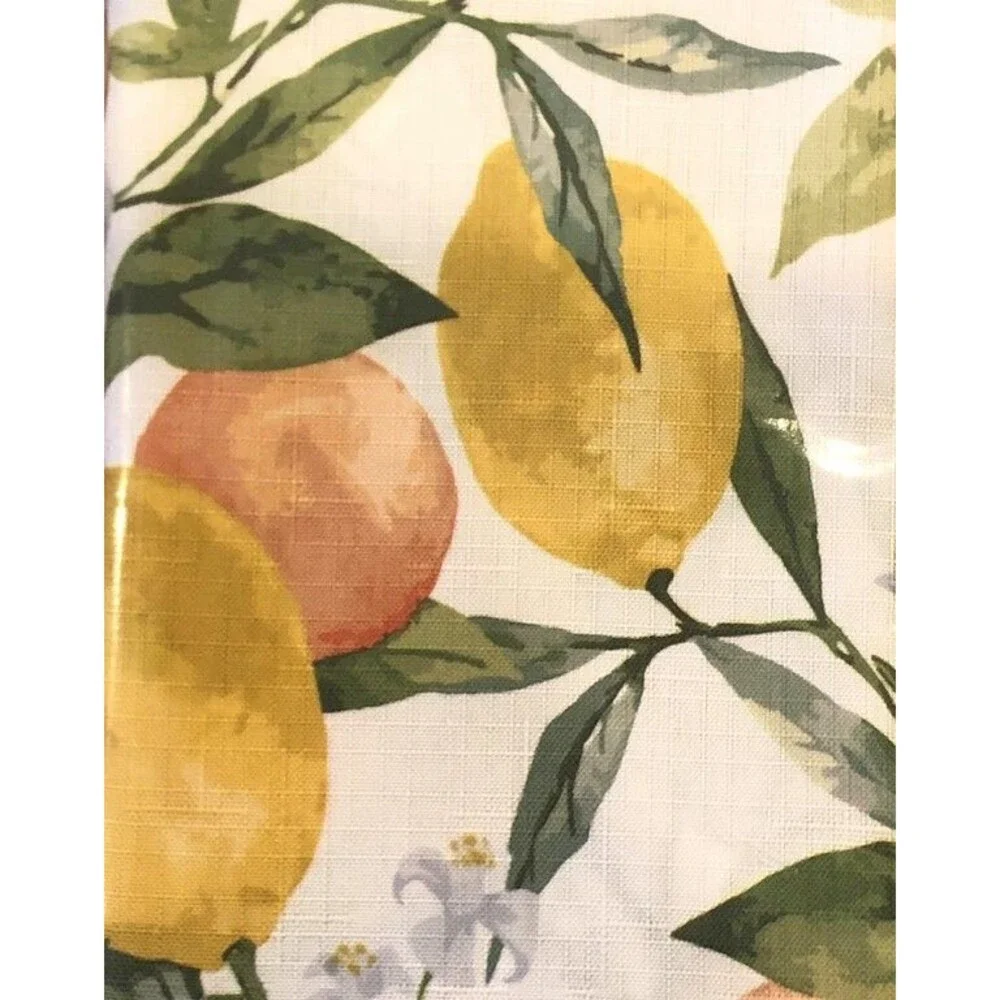 Lemon Lemons Fabric Tablecloth French Country Easy Care Polyester 60x84